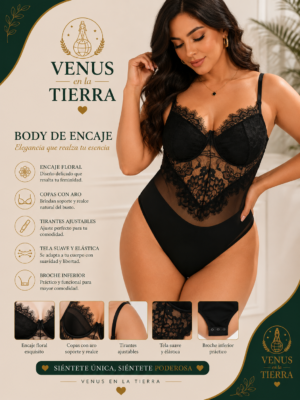 ✨ Body Plus Size de Encaje y Malla con Escote en V